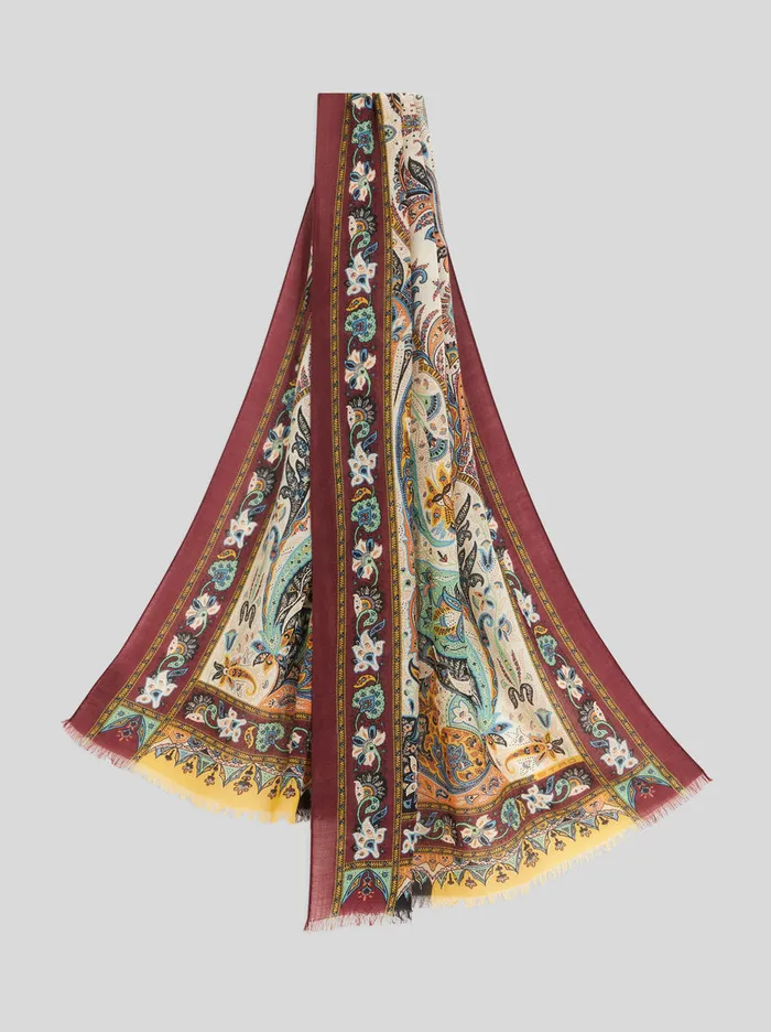Women Floral Paisley Cashmere Scarf Etro Scarves And Silk