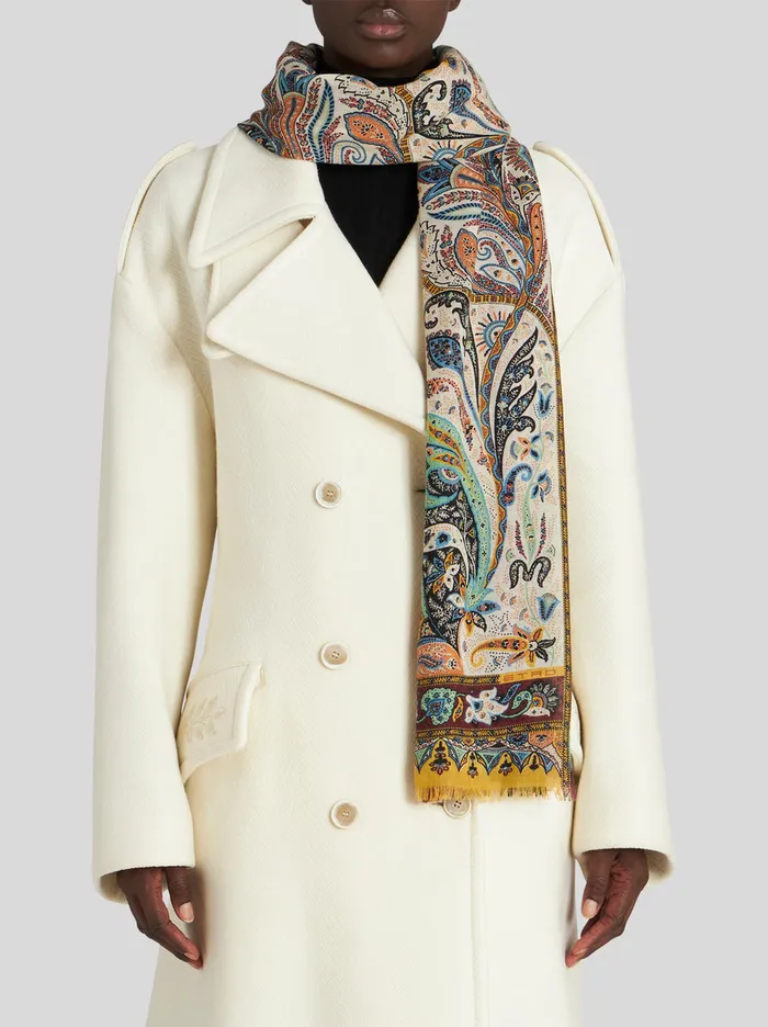 Women Floral Paisley Cashmere Scarf Etro Scarves And Silk