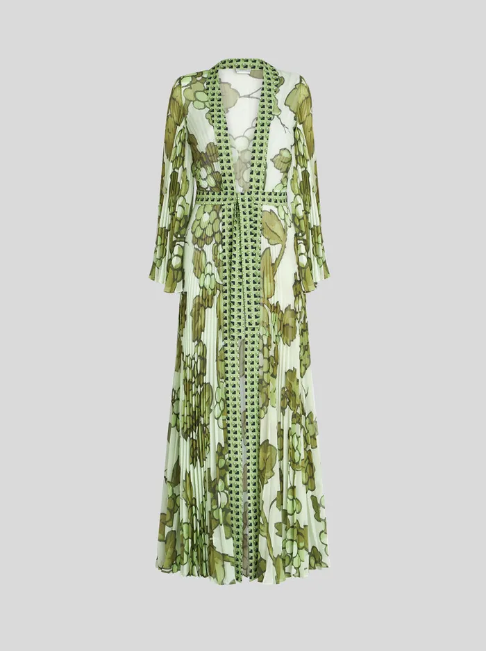 Women Floral Print Pleated Beach Dress Etro Dresses
