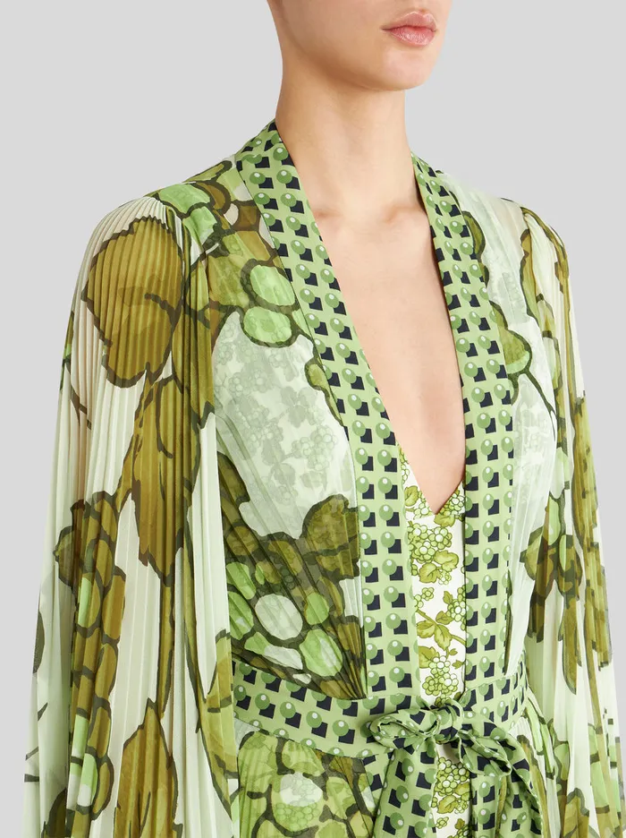 Women Floral Print Pleated Beach Dress Etro Dresses