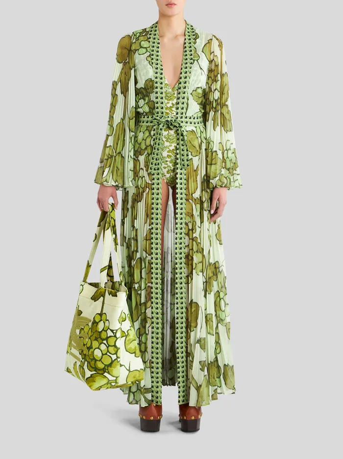 Women Floral Print Pleated Beach Dress Etro Dresses