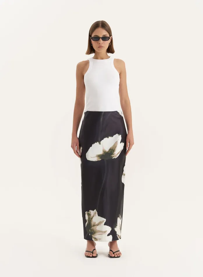 Women Floral Print Satin Maxi Skirt Novah 4th and Reckless Skirts