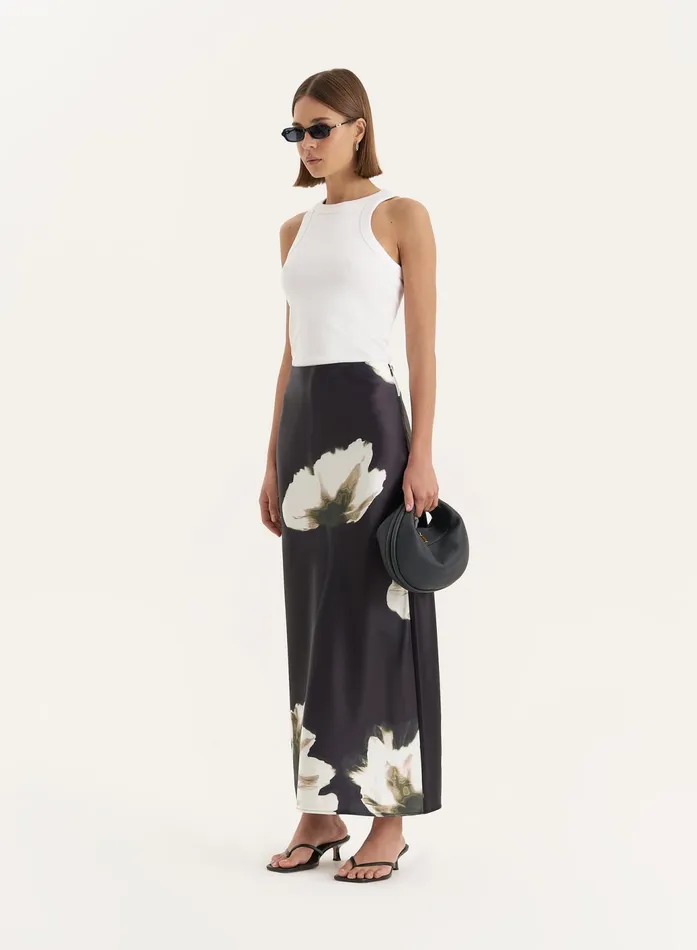 Women Floral Print Satin Maxi Skirt Novah 4th and Reckless Skirts