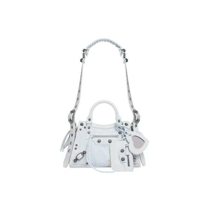 Women Handbags Balenciaga Neo Cagole Xs Handbag Denim With Rhinestones In Light Blue Women Handbags Balenciaga Neo Cagole Xs Handbag Denim With Rhinestones In Light Blue