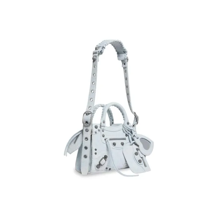 Women Handbags Balenciaga Neo Cagole Xs Handbag Denim With Rhinestones In Light Blue
