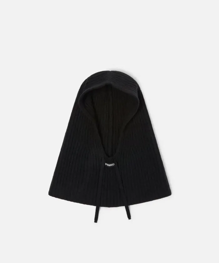 Women Hats Pinko Ribbed Cashmereblend Balaclava Limo Black