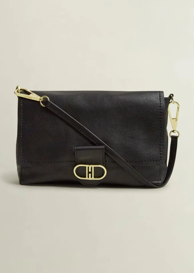 Women HOBBS Bags Lana Leather Shoulder Bag Black