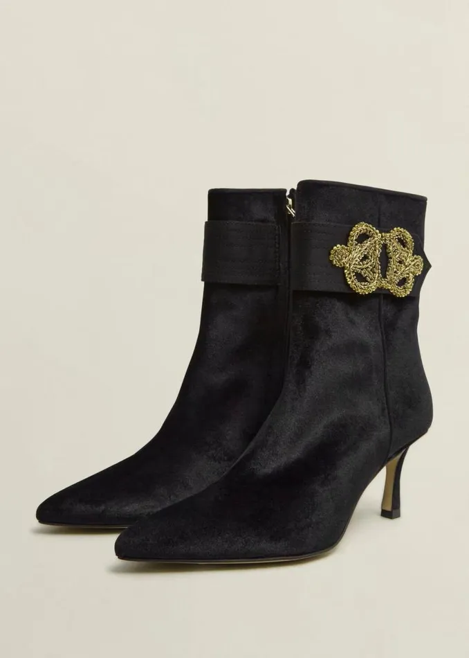 Women HOBBS Boots Keston Embellished Velvet Ankle Boots Black