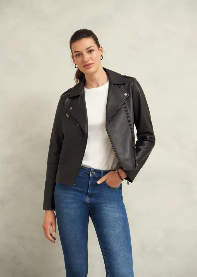 Women HOBBS Coats and Jackets Darby Leather Jacket Black