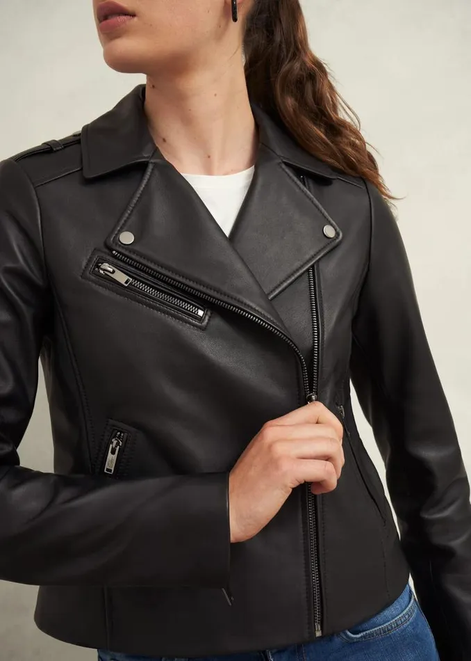 Women HOBBS Coats and Jackets Darby Leather Jacket Black