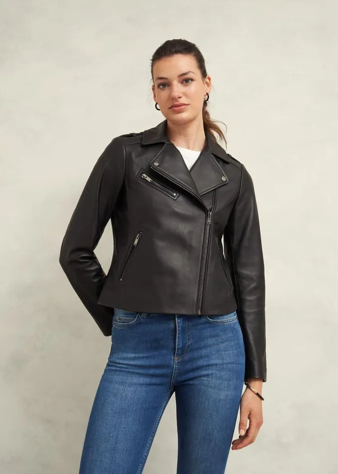 Women HOBBS Coats and Jackets Darby Leather Jacket Black