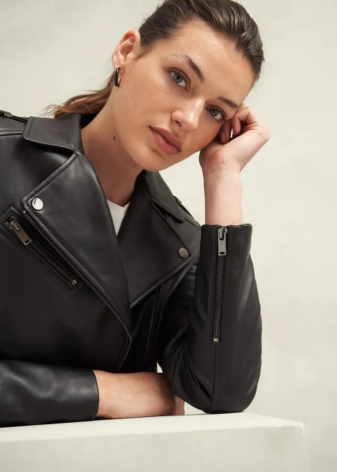 Women HOBBS Coats and Jackets Darby Leather Jacket Black