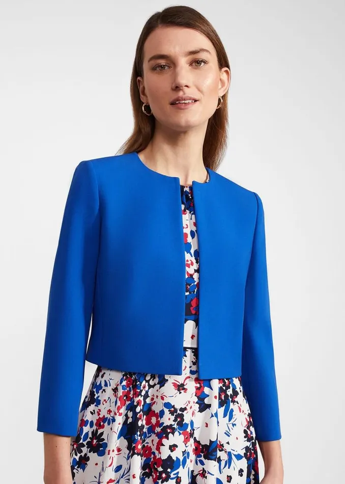 Women HOBBS Coats and Jackets Elize Crepe Jacket Lapis Blue