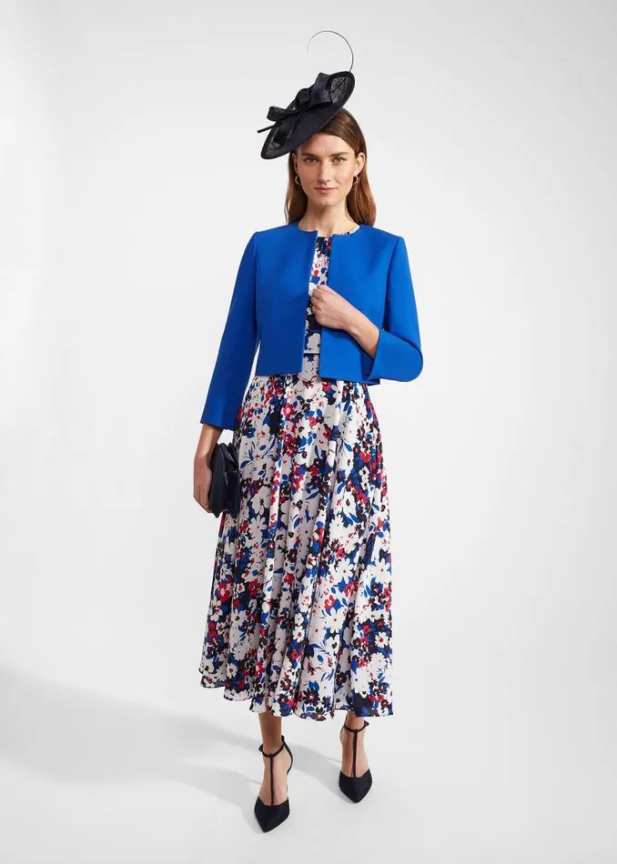 Women HOBBS Coats and Jackets Elize Crepe Jacket Lapis Blue
