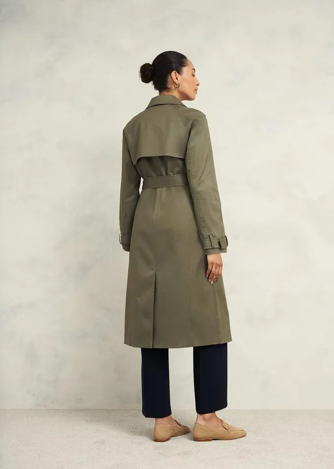 Women HOBBS Coats and Jackets Rhian Shower Resistant Trench Coat Olive Green