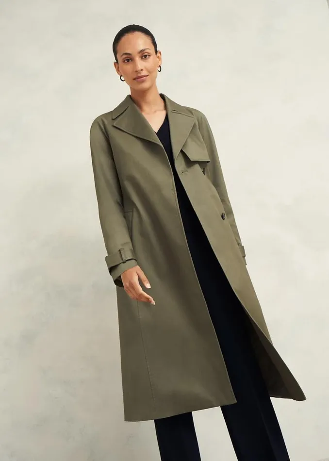 Women HOBBS Coats and Jackets Rhian Shower Resistant Trench Coat Olive Green