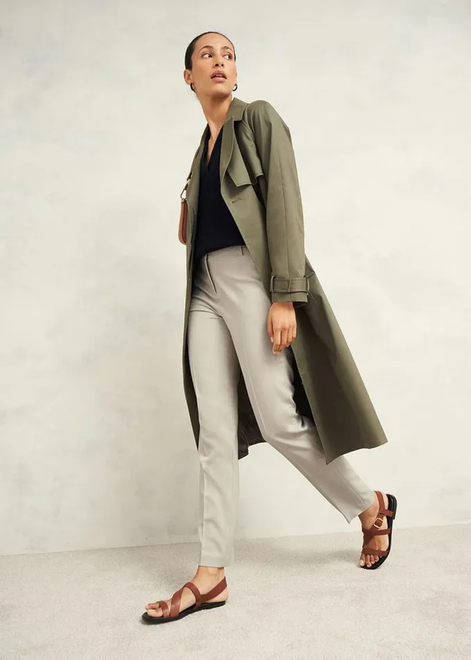Women HOBBS Coats and Jackets Rhian Shower Resistant Trench Coat Olive Green