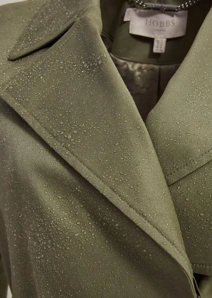 Women HOBBS Coats and Jackets Rhian Shower Resistant Trench Coat Olive Green