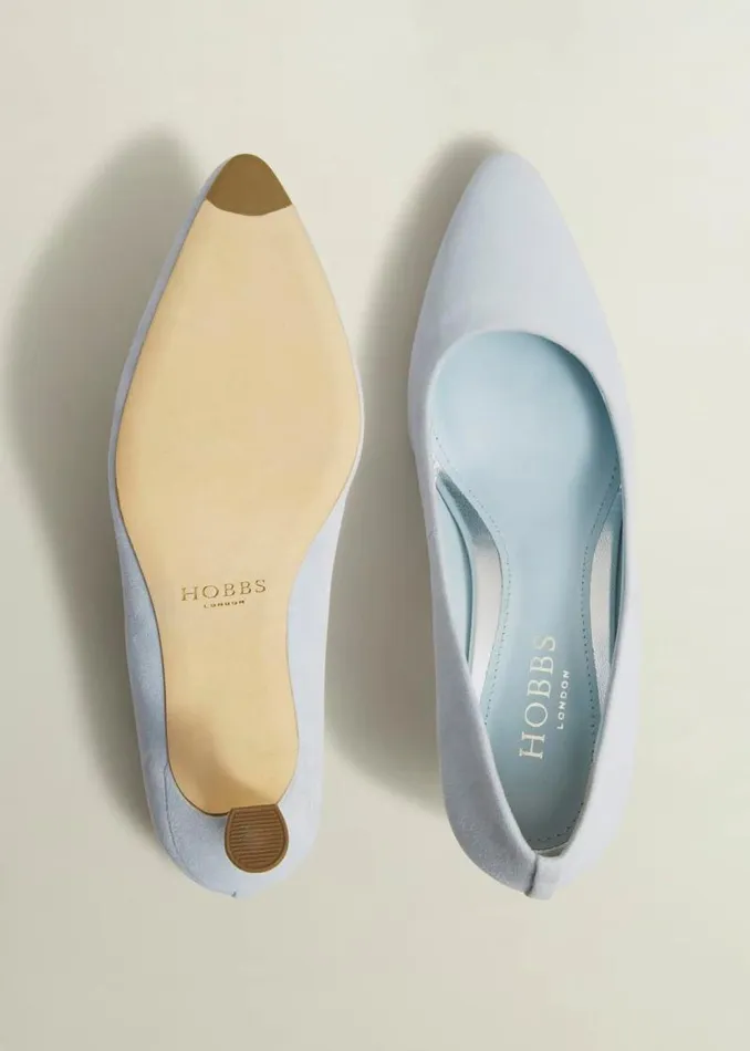 Women HOBBS Court Shoes Esther Suede Court Shoes Pale Blue