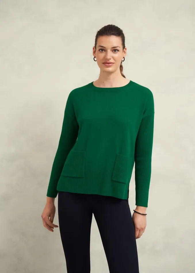 Women HOBBS Jumpers and Cardigans Devora Jumper With Cashmere Agate Green