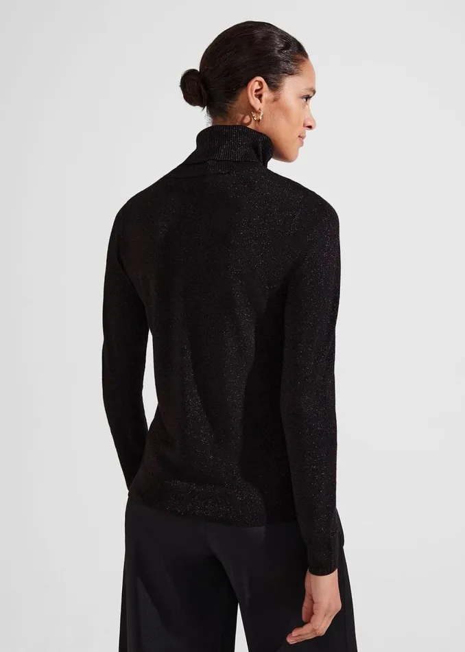 Women HOBBS Jumpers and Cardigans Olive Sparkle Roll Neck Jumper Black Red