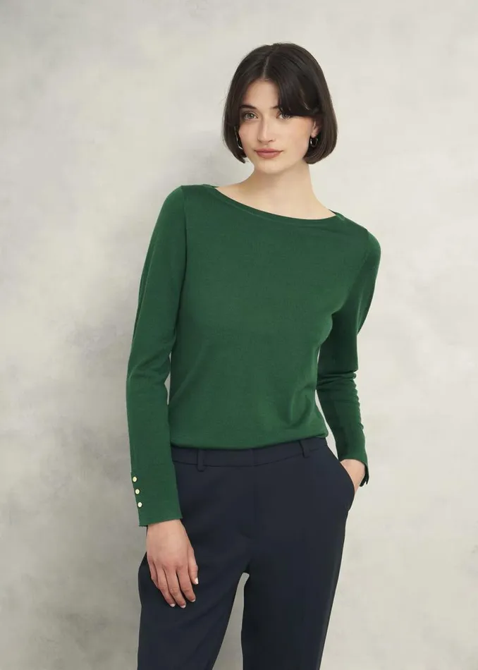 Women HOBBS Jumpers and Cardigans Perla Merino Wool Jumper Agate Green
