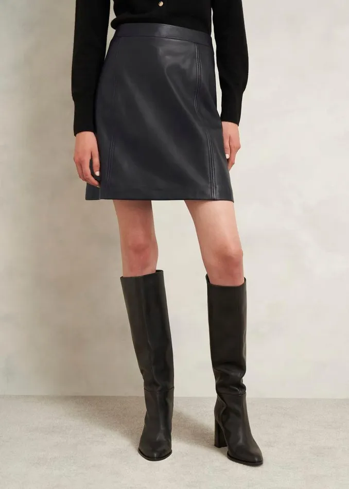 Women HOBBS Skirts Annabelle Leather Skirt Black