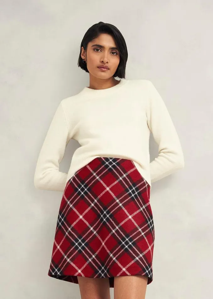 Women HOBBS Skirts Teia Wool Skirt Red Multi