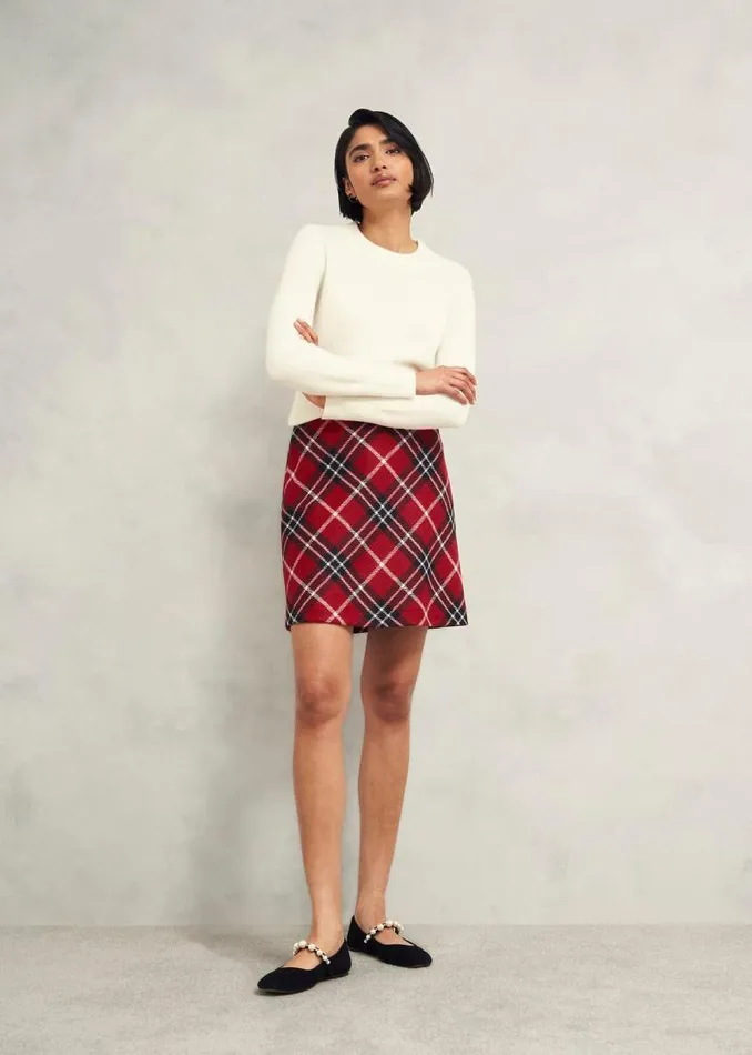 Women HOBBS Skirts Teia Wool Skirt Red Multi