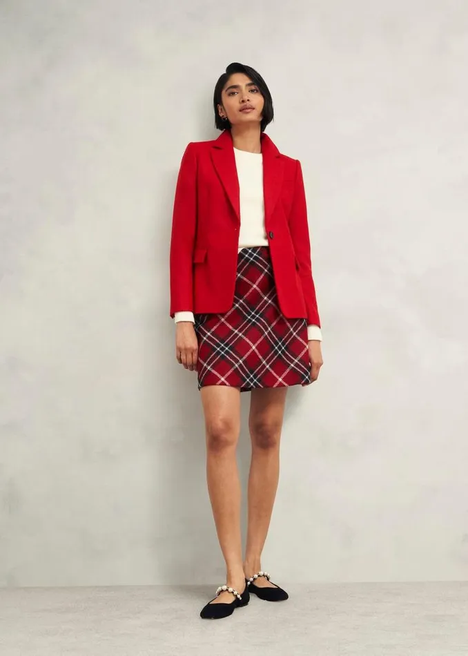 Women HOBBS Skirts Teia Wool Skirt Red Multi