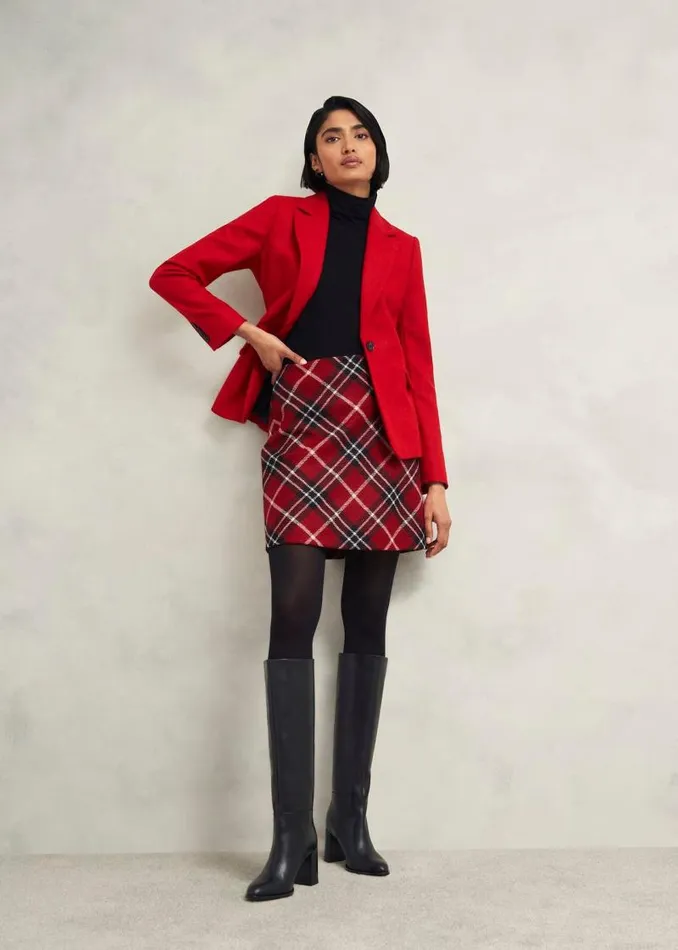 Women HOBBS Skirts Teia Wool Skirt Red Multi