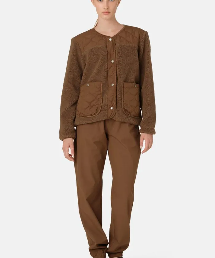 Women Ilse Jacobsen Quilt Fleece Jacket 8211 Walnut