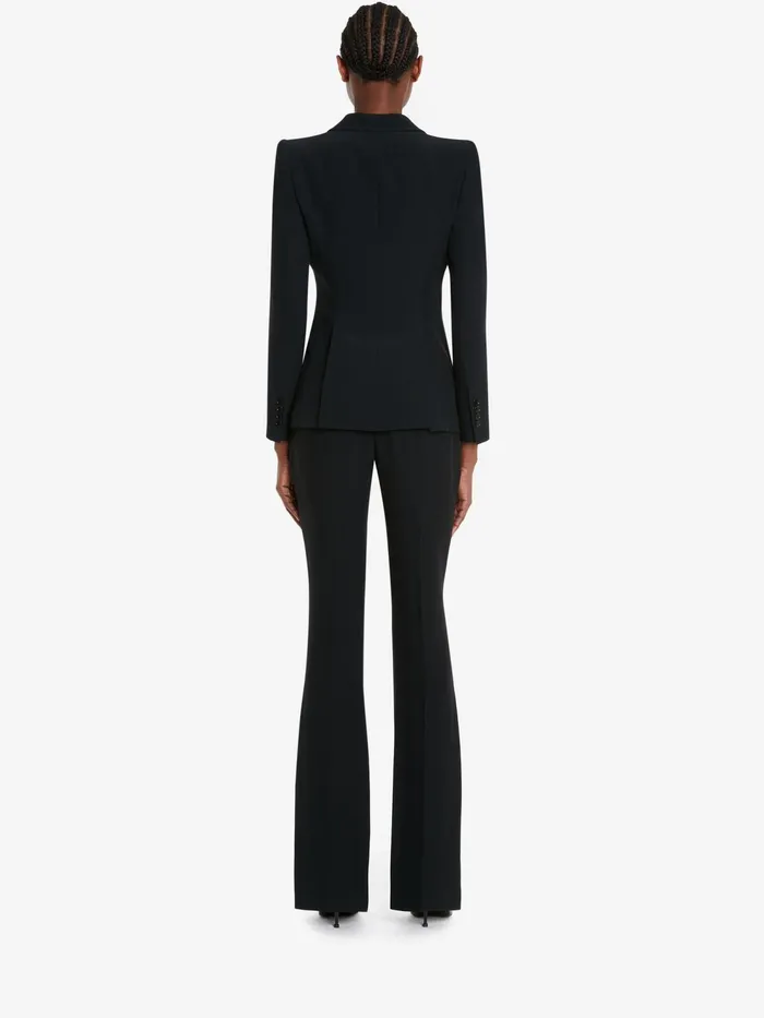 Women Jackets Alexander McQueen Peak Shoulder Leaf Crepe Jacket Black