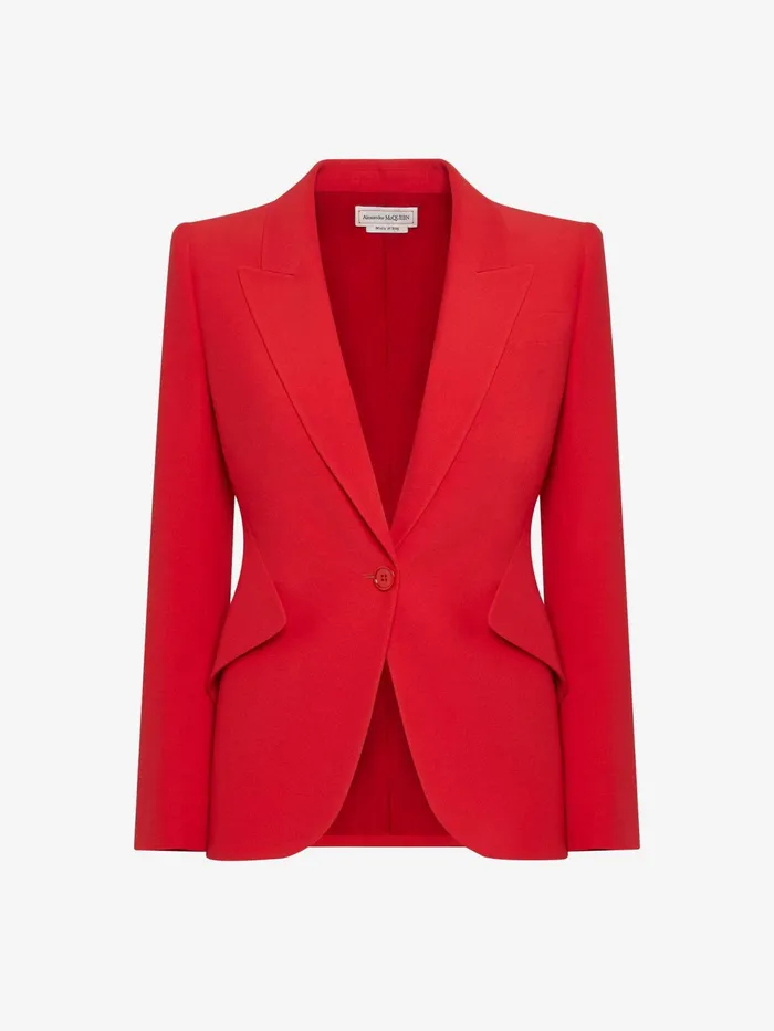 Women Jackets Alexander McQueen Peak Shoulder Leaf Crepe Jacket Lust Red