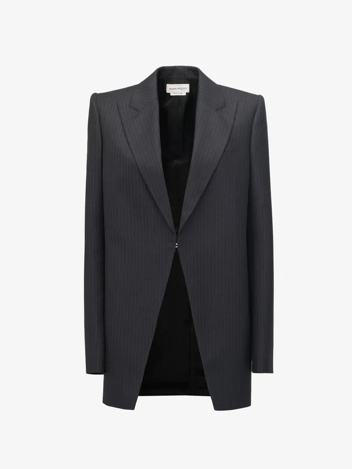 Women Jackets Alexander McQueen Pinstripe Cutaway Jacket Grey