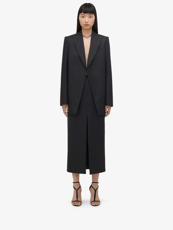 Women Jackets Alexander McQueen Pinstripe Cutaway Jacket Grey