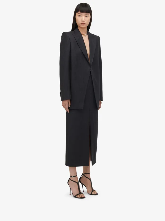 Women Jackets Alexander McQueen Pinstripe Cutaway Jacket Grey