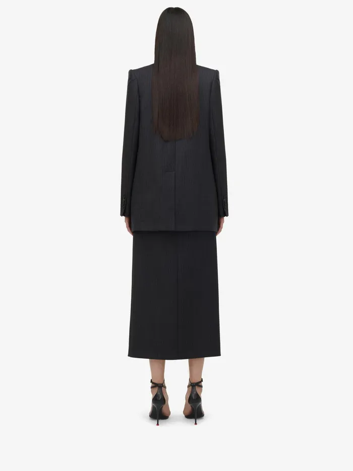 Women Jackets Alexander McQueen Pinstripe Cutaway Jacket Grey
