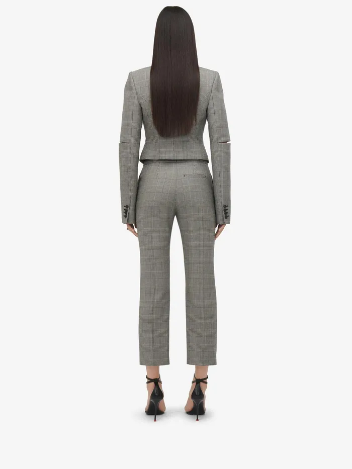 Women Jackets Alexander McQueen Prince Of Wales Slashed Fitted Jacket Blackivory