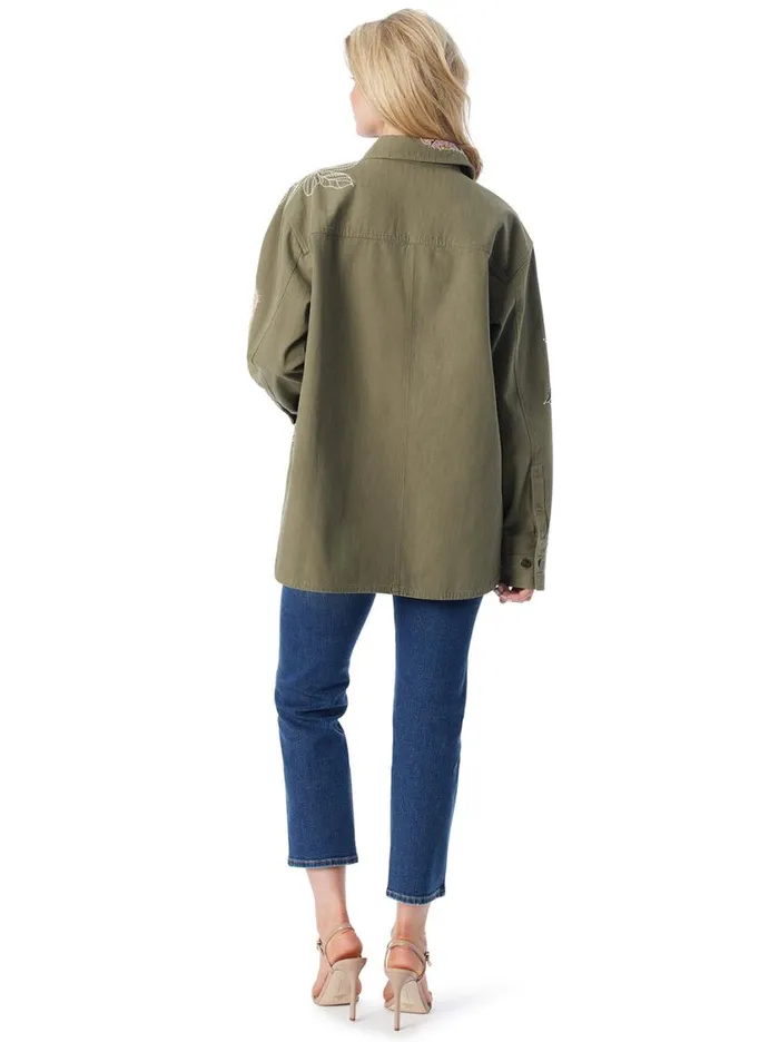 Women Jackets Blazers and Kimonos Jessica Simpson Embellished Shacket In Bronze Green