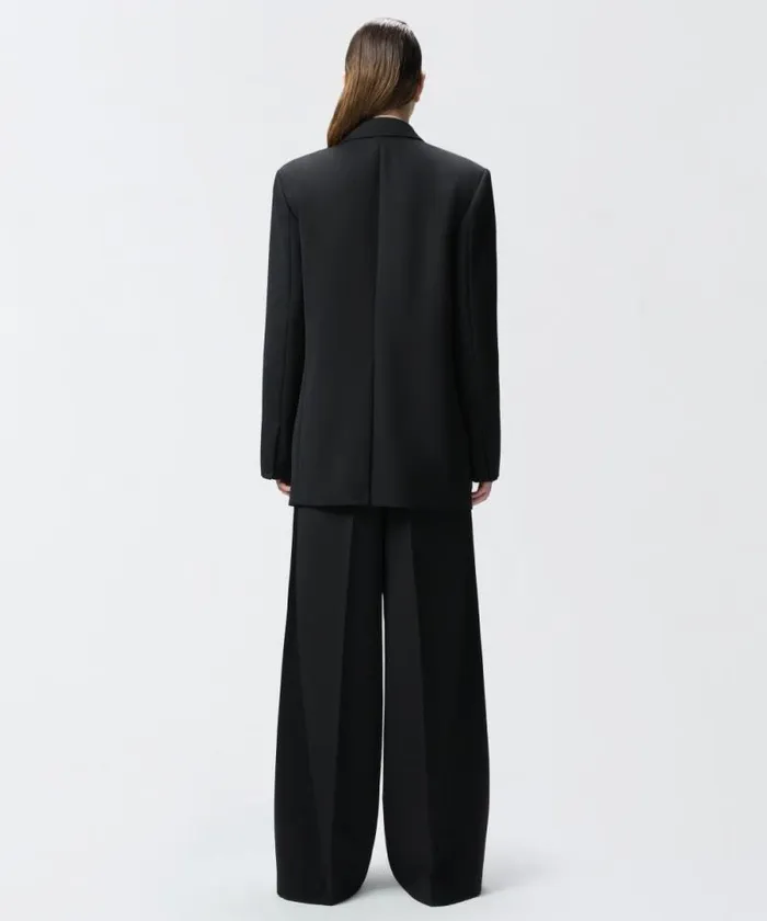 Women Jackets Pinko Oversized Wool Blazer With Satin Collar Limo Black Women Jackets Pinko Oversized Wool Blazer With Satin Collar Limo Black