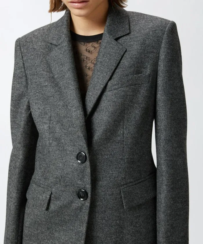 Women Jackets Pinko Salt And Pepper Patterned Flannel Blazer Blackgrey Women Jackets Pinko Salt And Pepper Patterned Flannel Blazer Blackgrey