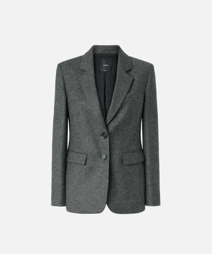 Women Jackets Pinko Salt And Pepper Patterned Flannel Blazer Blackgrey Women Jackets Pinko Salt And Pepper Patterned Flannel Blazer Blackgrey