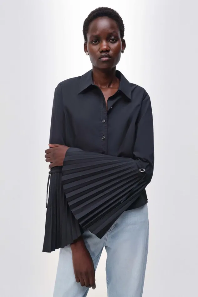 Women Jordy Shirt Black Jonathan Simkhai Tops and Bodysuits