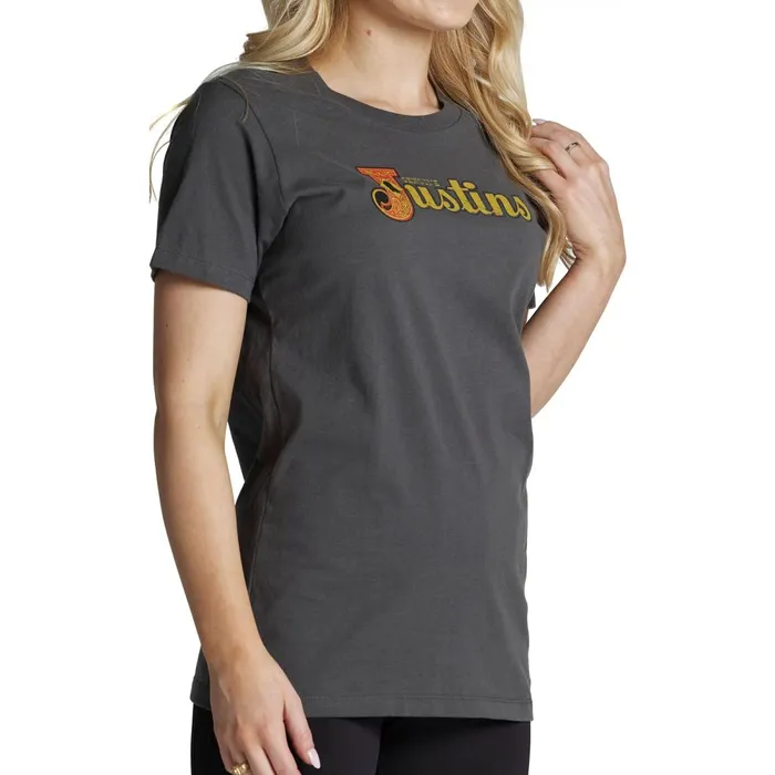 WOMEN Justin Original Logo Tee Charcoal Justin Boots TShirts and Tops