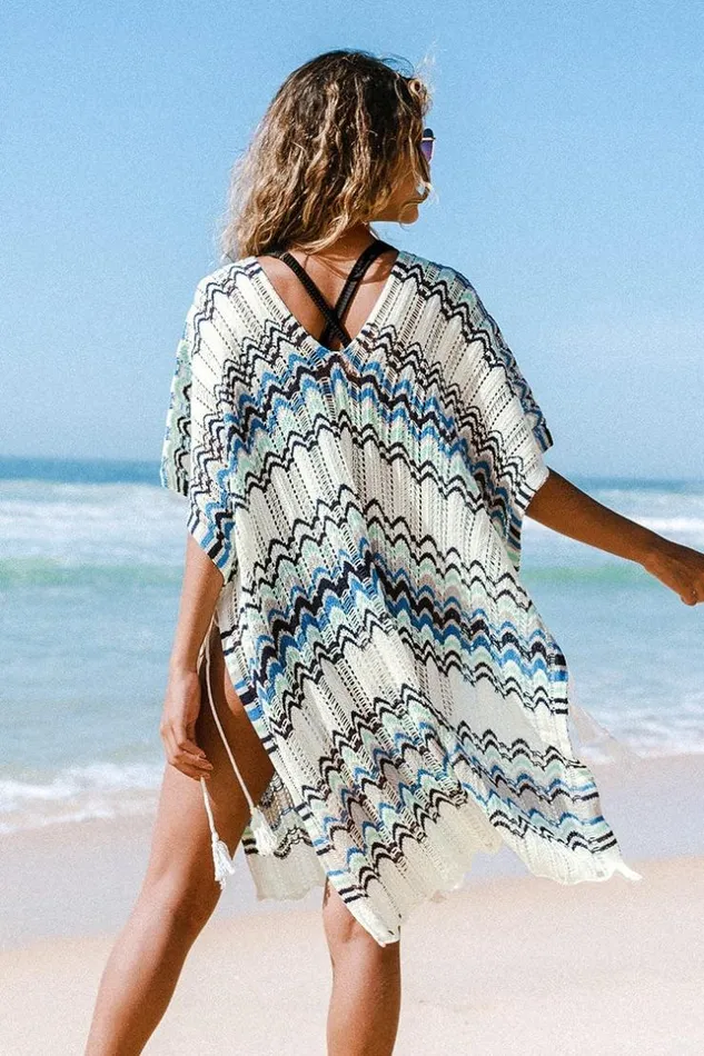 Women Kaftans Cupshe Blanca Boho Tassel Vneck Cover Up Multicolor