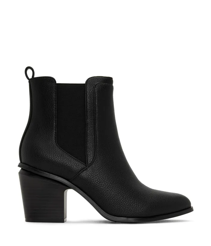 Women Kalista Vegan Mid Heel Boots Black Matt and Nat Heels