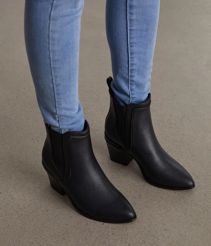 Women Kalista Vegan Mid Heel Boots Black Matt and Nat Heels