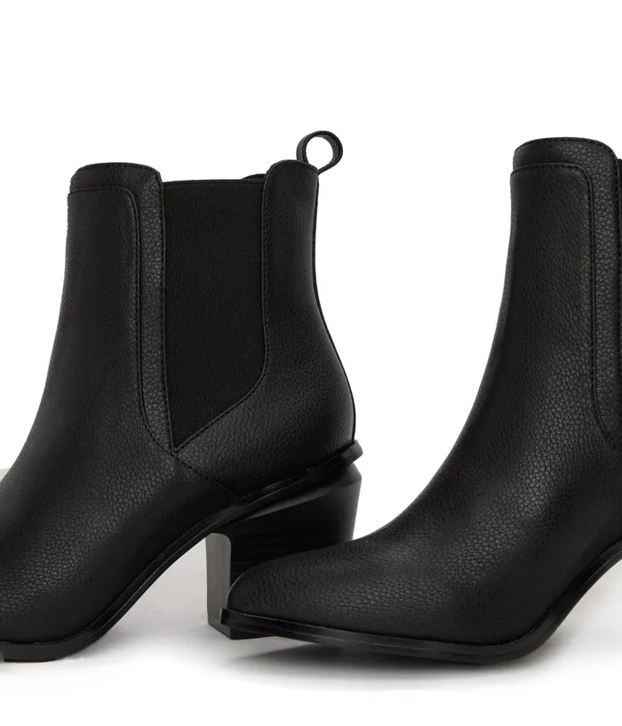 Women Kalista Vegan Mid Heel Boots Black Matt and Nat Heels