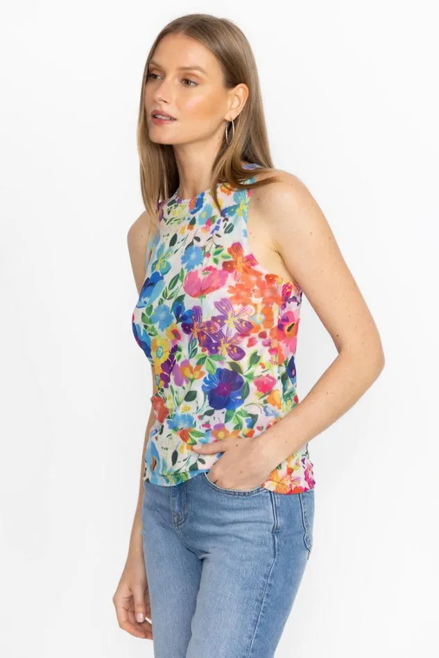 Women KASSANDRA MESH TANK Wild Blooms Johnny Was Tops